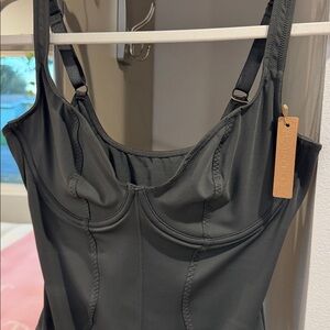 SHAPELLX DARK GRAY BODYSUIT THONG